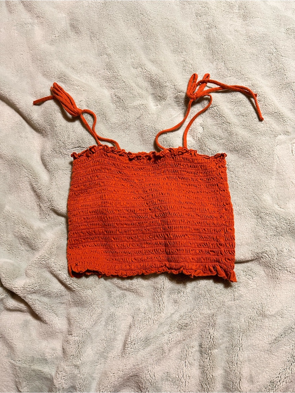 wild fable Orange Smocked Tie-Strap Tank Top